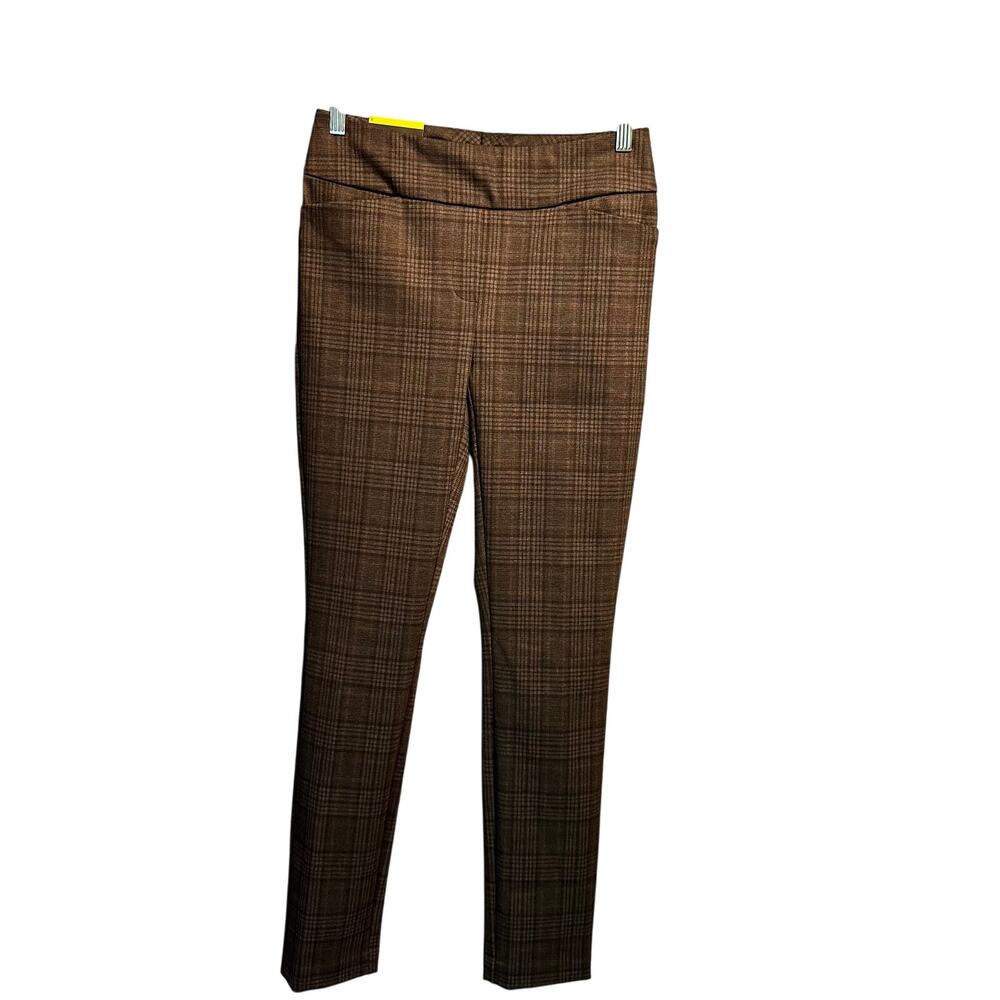 NWT Dalia Size Small Plaid Pants Black Brown Narrow Leg Mid Rise Office